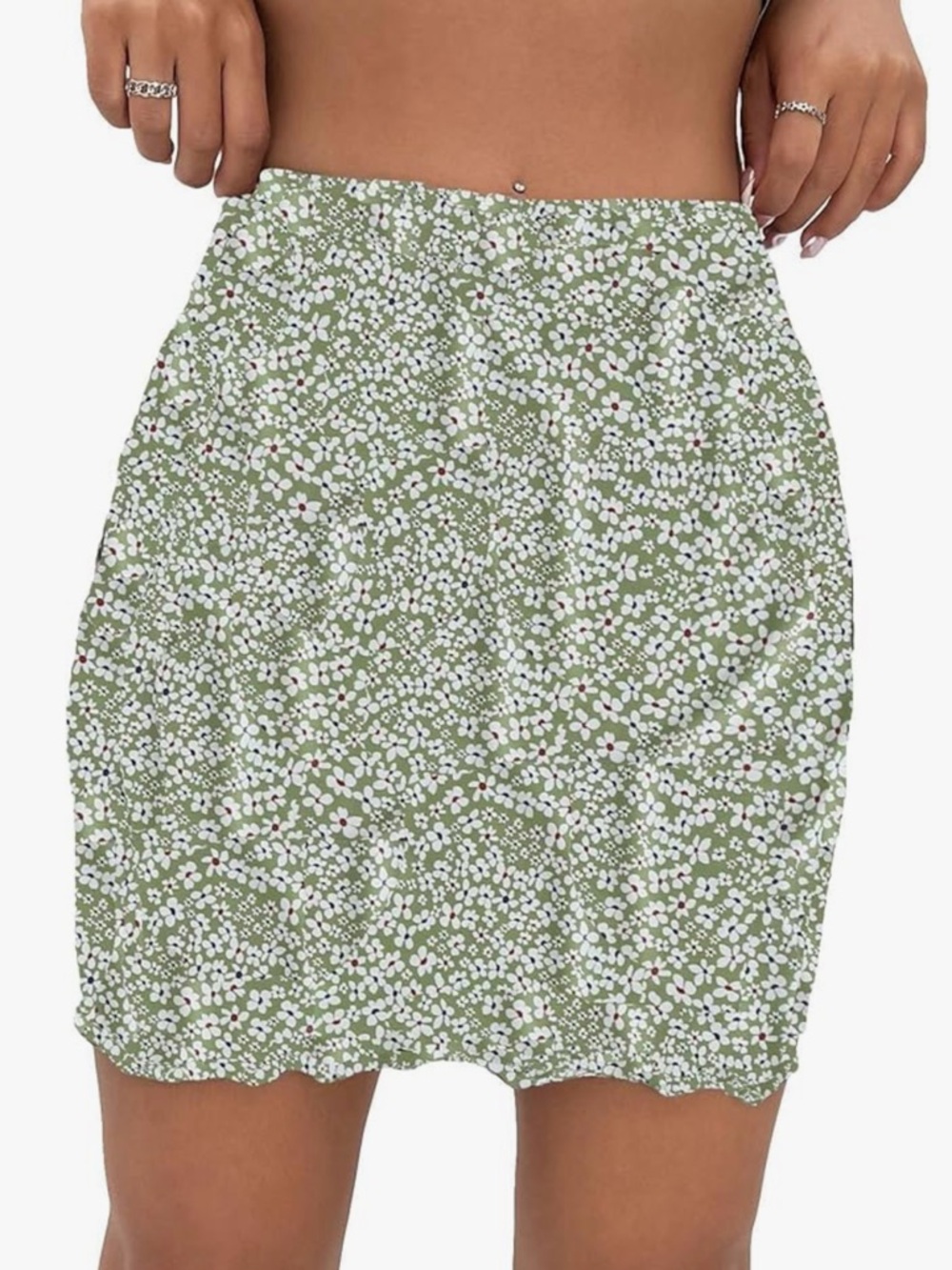 Mint Green Ditsy Floral Mini Skirt- XS